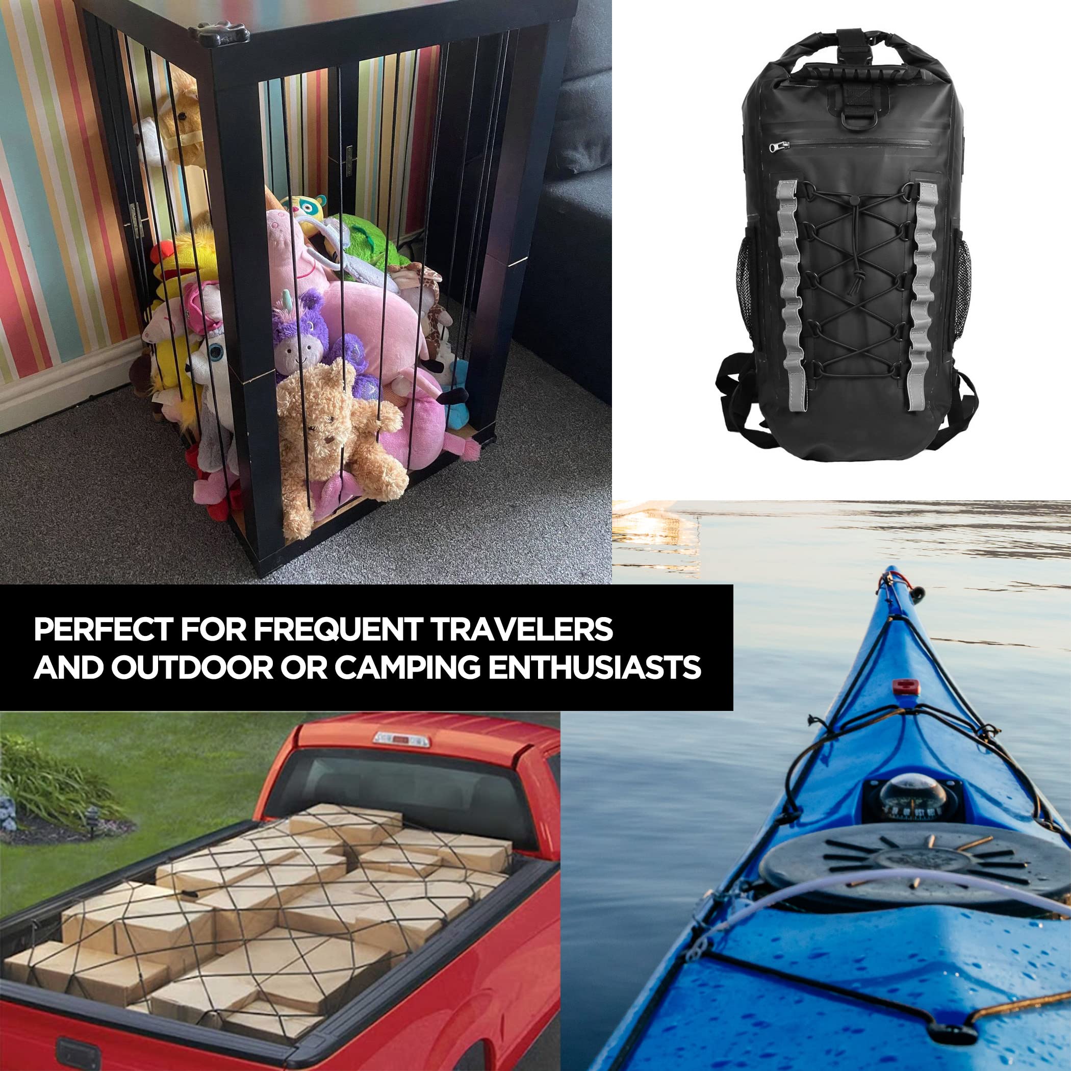 CARTMAN 1/4“ Marine Grade Elastic Cord Crafting Stretch String, 40kg x 50ft, with 4 More Hooks, for Camping, Kayak Deck, Crafting Black Color - Image 7