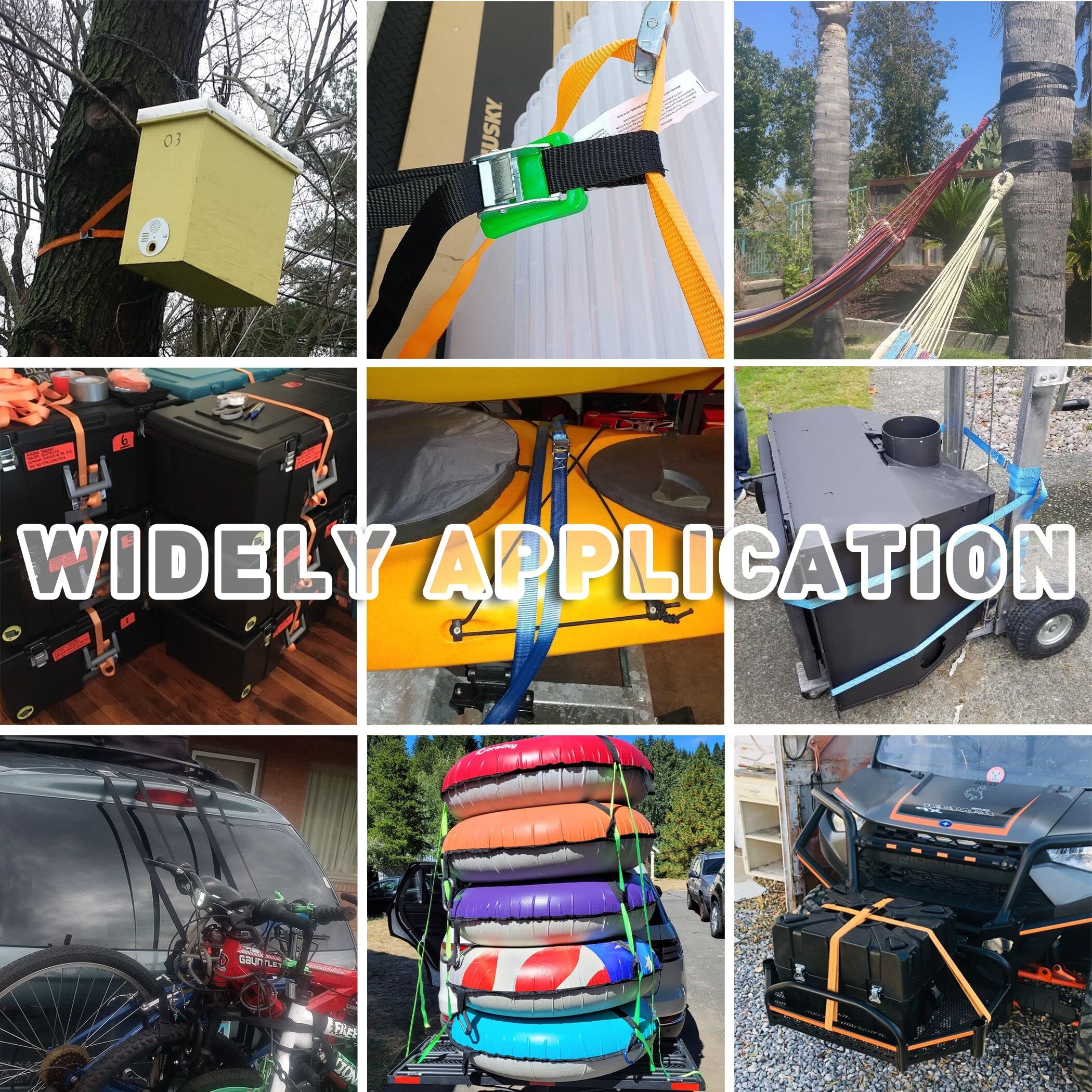 Cartman 1" x 12'Lashing Straps Cargo Tie-Down Strap Up to 600lbs, 10pk in Carry Bag, Orange - Image 7