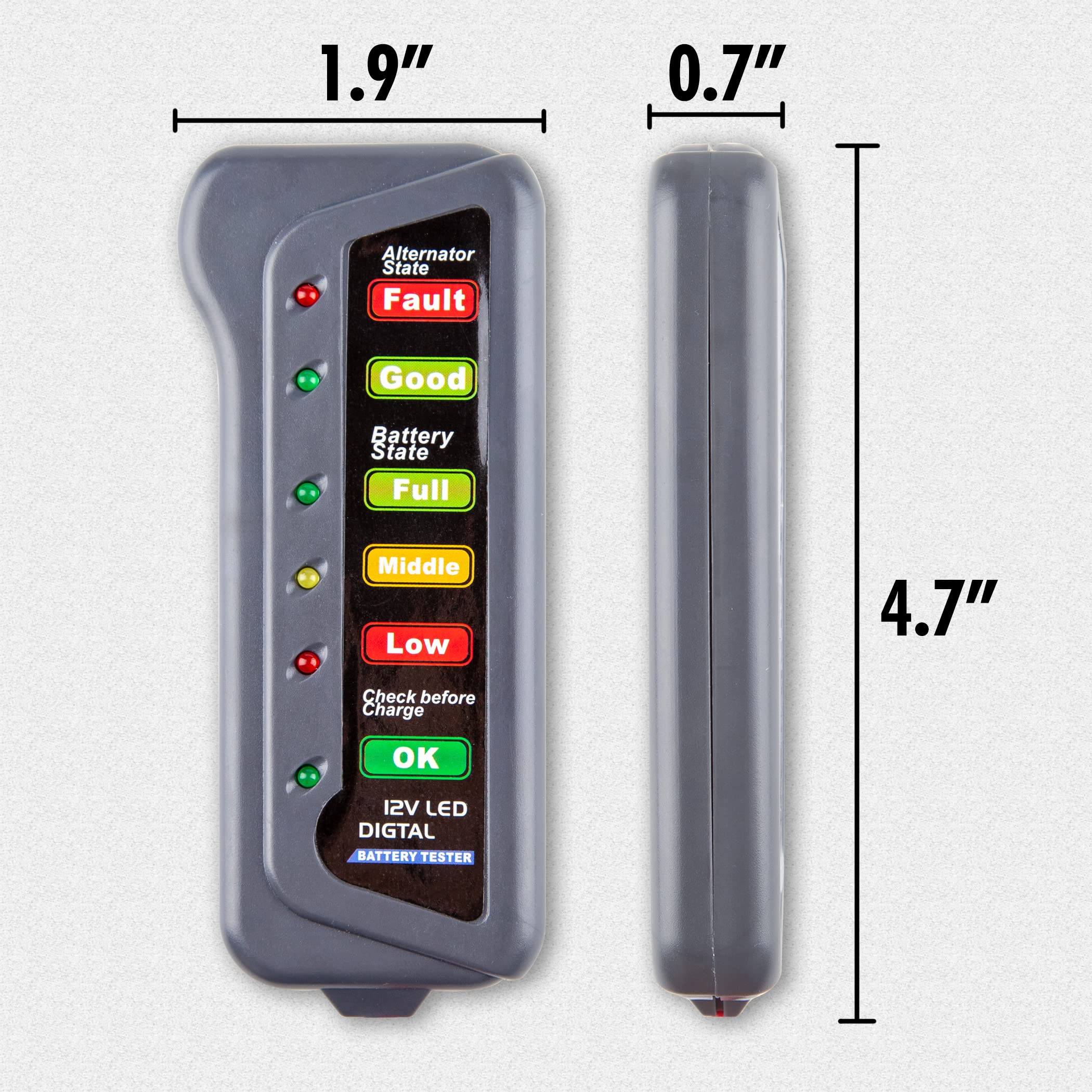 CARTMAN 12V Car Battery Alternator Tester, Test Battery Condition & Alternator Charging, LED Indication - Image 7