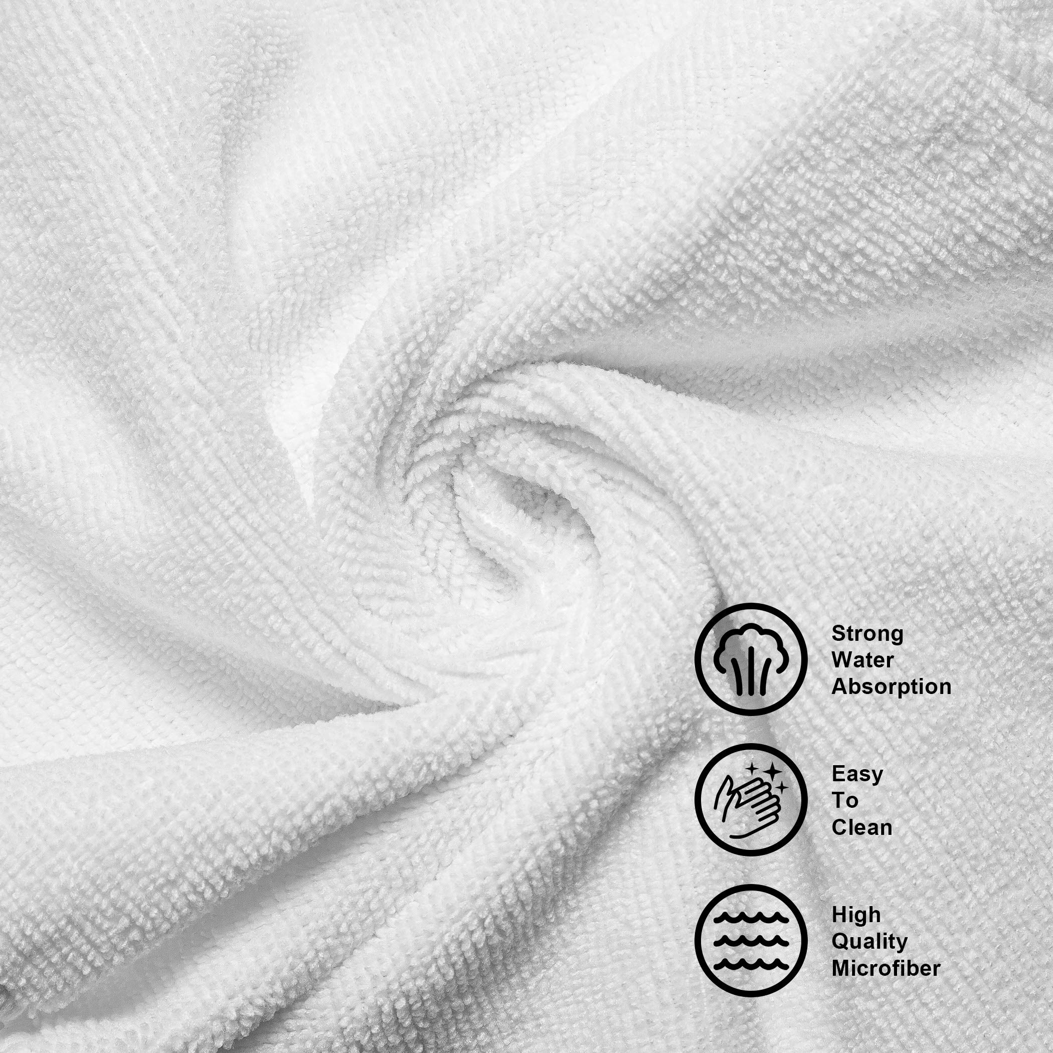 CARTMAN 14 x 14 Inch, 30 Pack, 280GSM Microfiber Cleaning Cloths, Non-Abrasive, Reusable and Washable, All Purpose Cleaning Towels for Household, Car Washing, Drying & Auto Detailing, White - Image 5