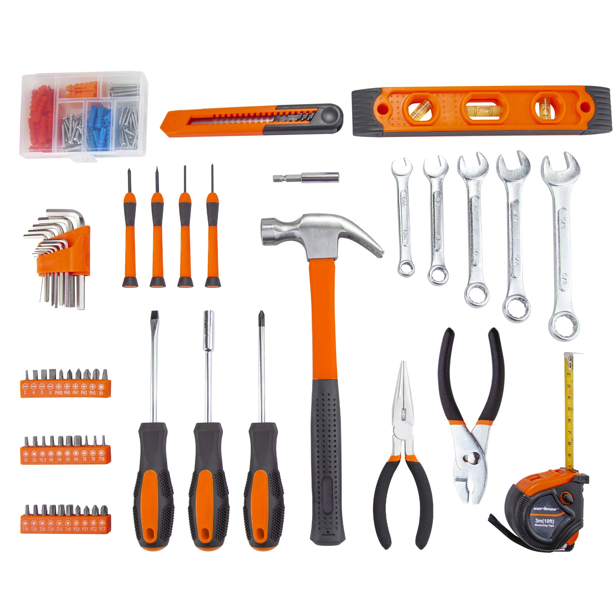 CARTMAN 152-Piece Basic Household Hand Tool Set,with Toolbox Storage Case, All Purpose Home Tool Kit Includes Essential Tools for Office College Repairs Orange - Image 3