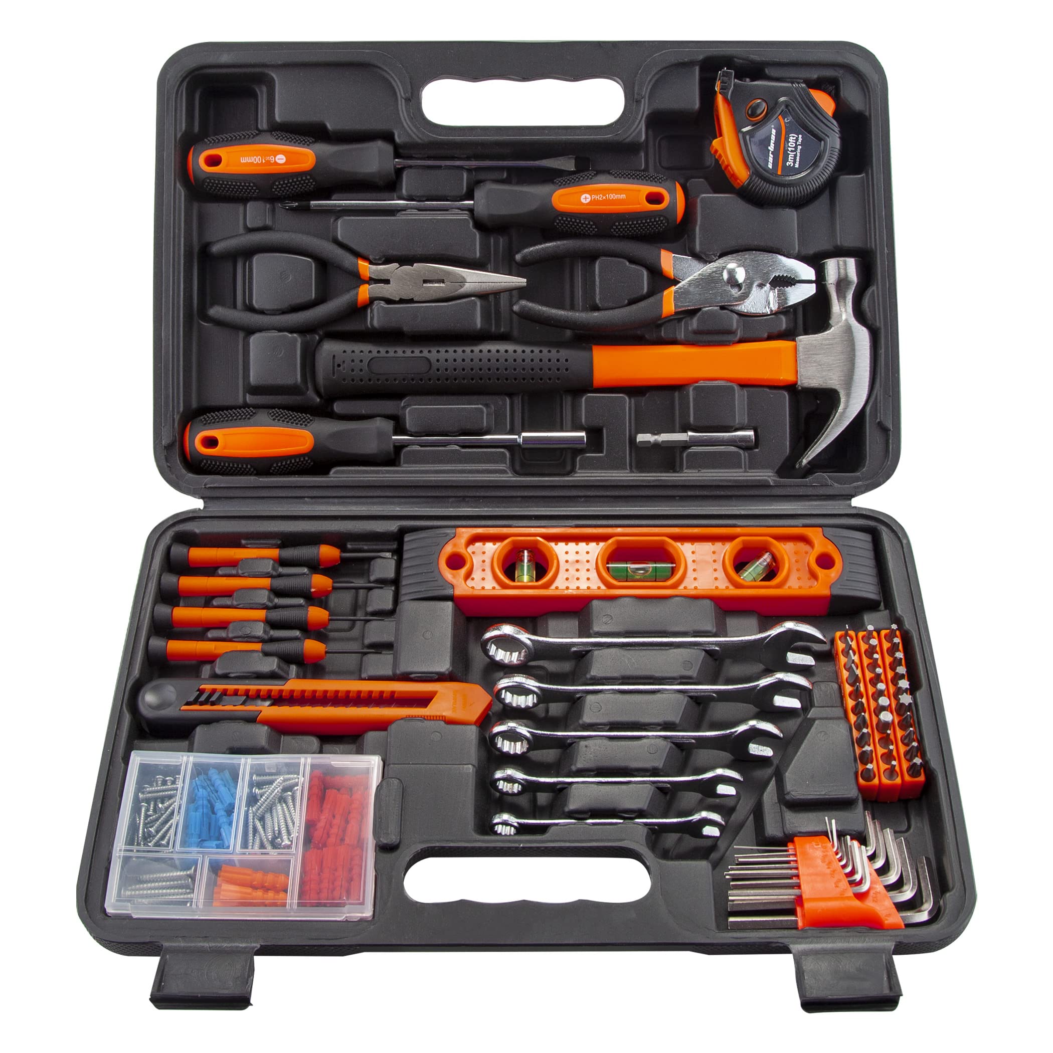 CARTMAN 152-Piece Basic Household Hand Tool Set,with Toolbox Storage Case, All Purpose Home Tool Kit Includes Essential Tools for Office College Repairs Orange - Image 5