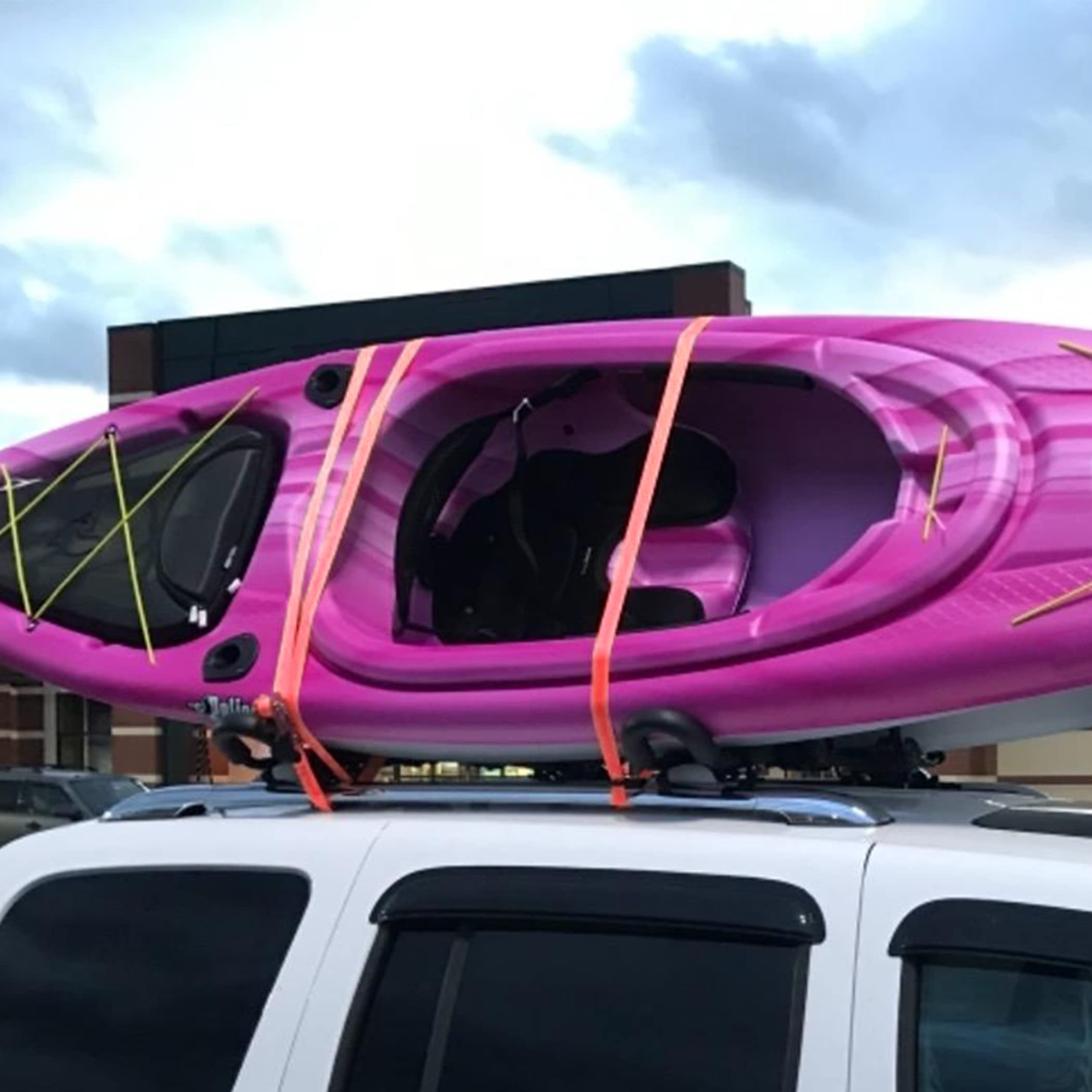 Cartman 2" x 27' Heavy Duty Ratchet Tie Down Straps, 10,000 lbs Break Strength & 3,333 lbs WLL, 2 Pack with Storage Bag, Red Cargo Straps with Double J Hooks for Trucks, Trailers, Motorcycles - Image 7