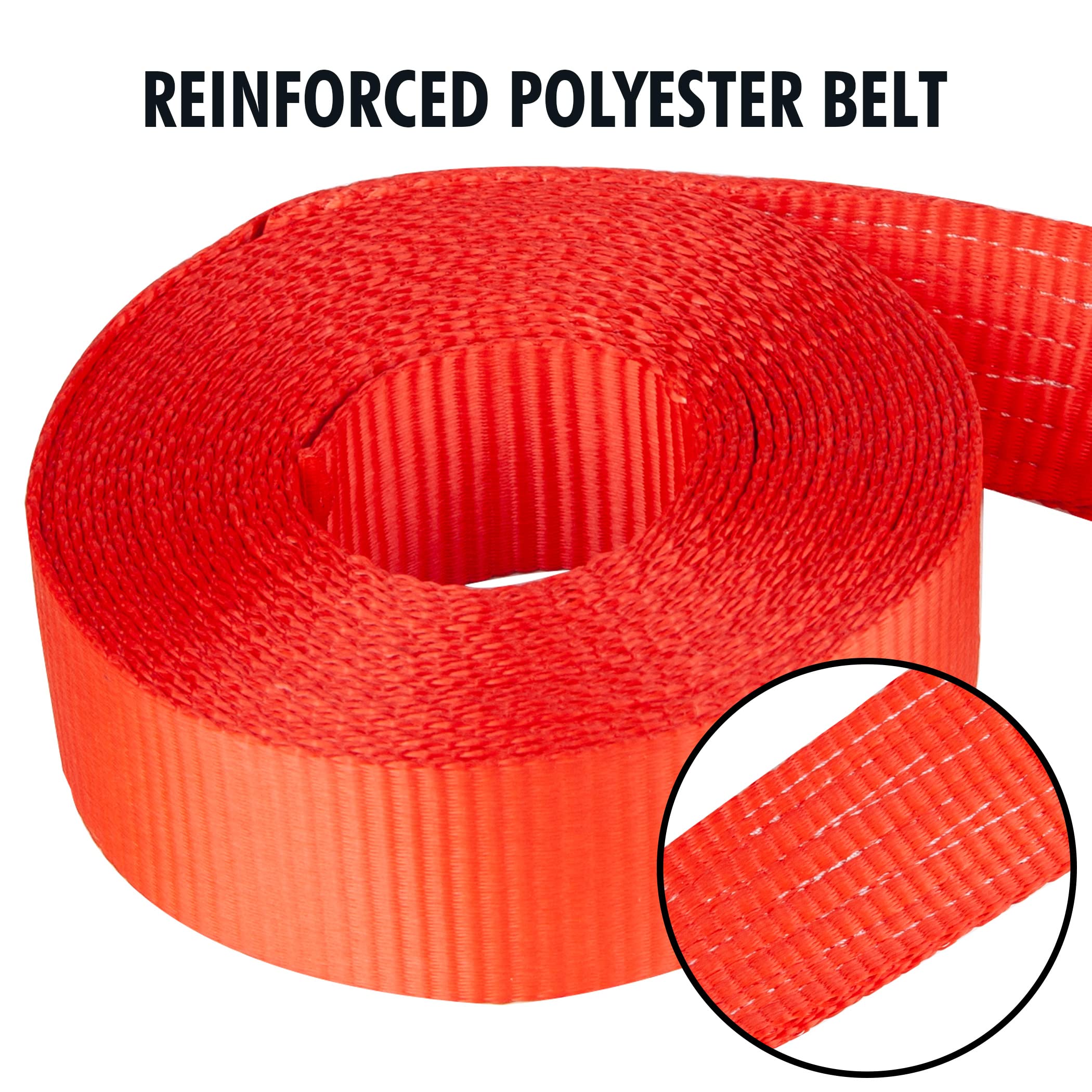 Cartman 2" x 27' Heavy Duty Ratchet Tie Down Straps, 10,000 lbs Break Strength & 3,333 lbs WLL, 2 Pack with Storage Bag, Red Cargo Straps with Double J Hooks for Trucks, Trailers, Motorcycles - Image 8