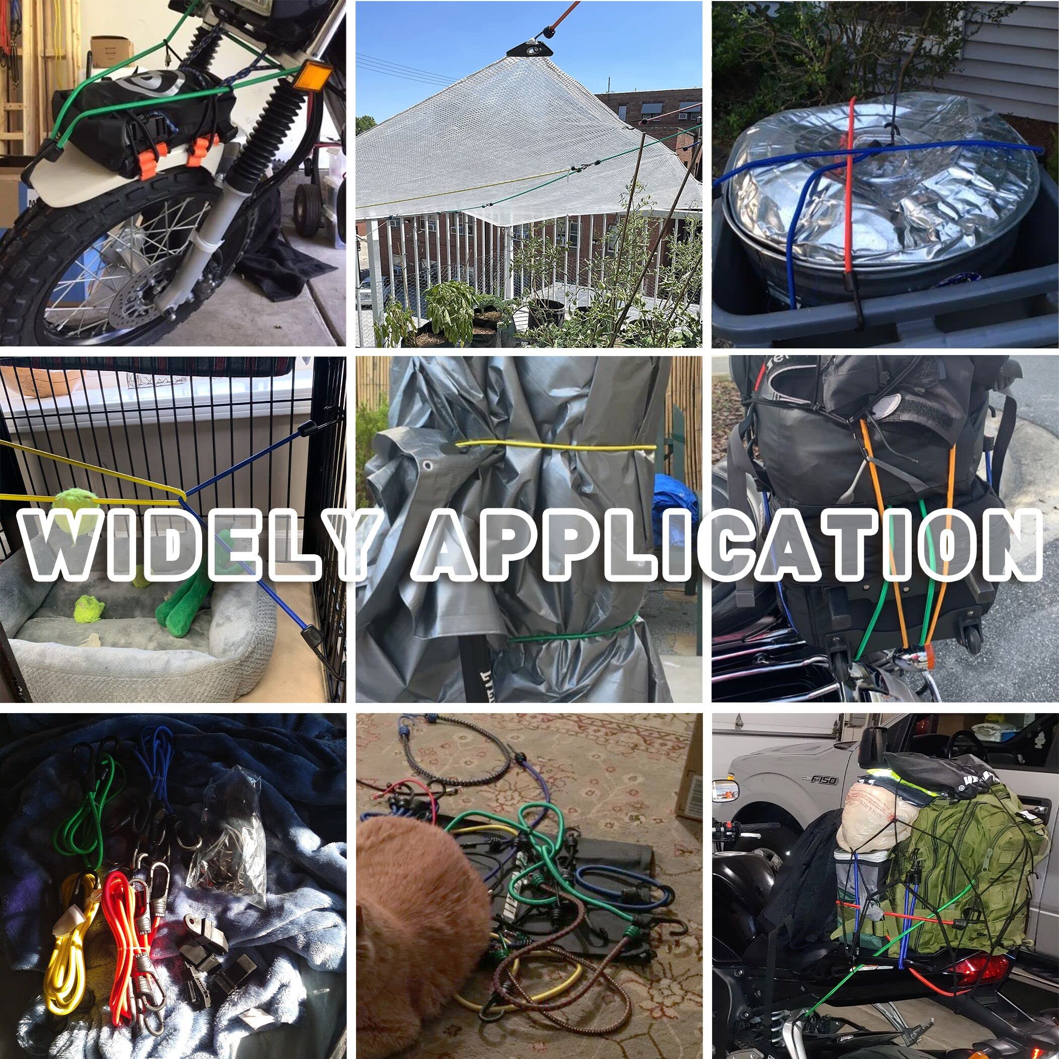 Cartman 32 Piece Bungee Cords Assortment Jar Includes 10" 18" 24" 32" 40" Bungee Cord with Hooks, 8" Canopy Tarp Ball Ties and Tarp Clips - Image 6