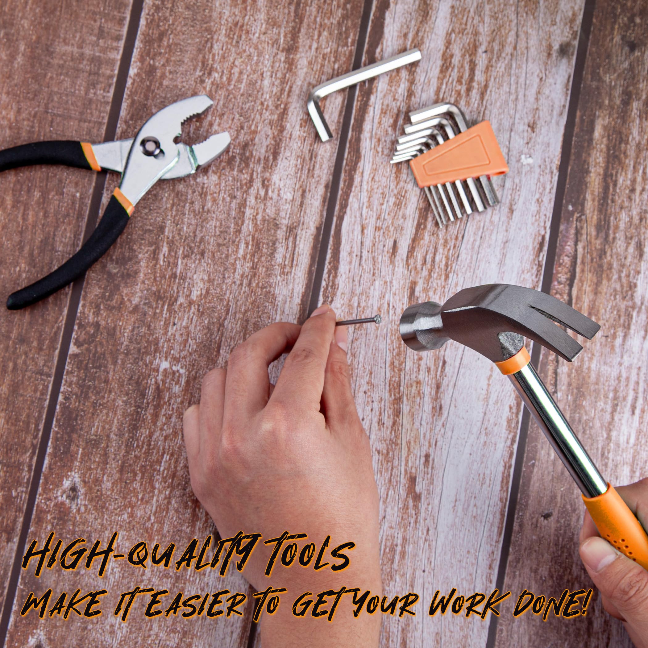 CARTMAN 39 Piece Tool Set General Household Hand Kit with Plastic Toolbox Storage Case Orange - Image 3