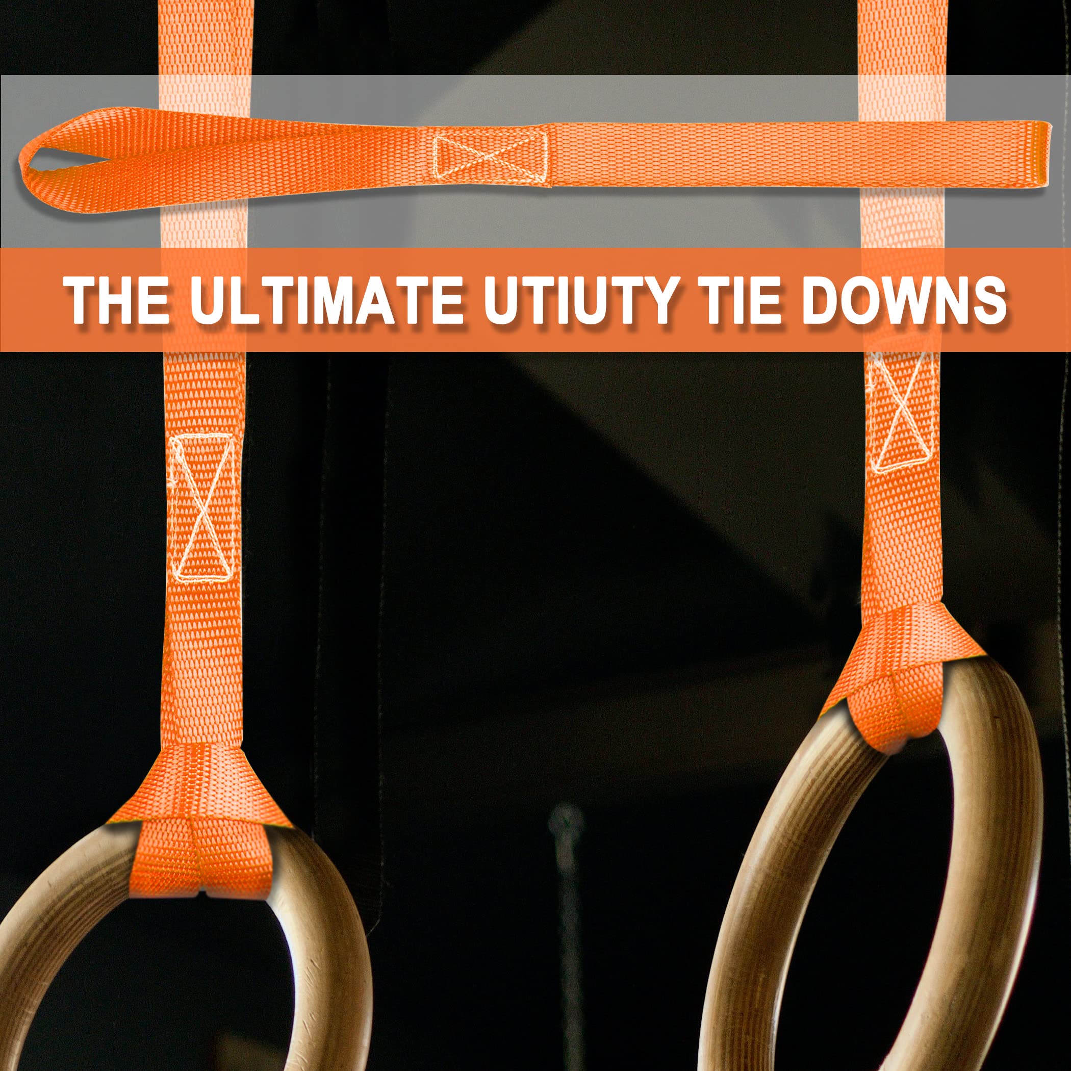 Cartman 6 Pack 1"x18" Soft Loop Motorcycle Tie Down Straps 3600lbs Load Capacity Tie-Down Loops for Secure Trailering of Bikes, ATV, Lawn Equipment, Orange - Image 8