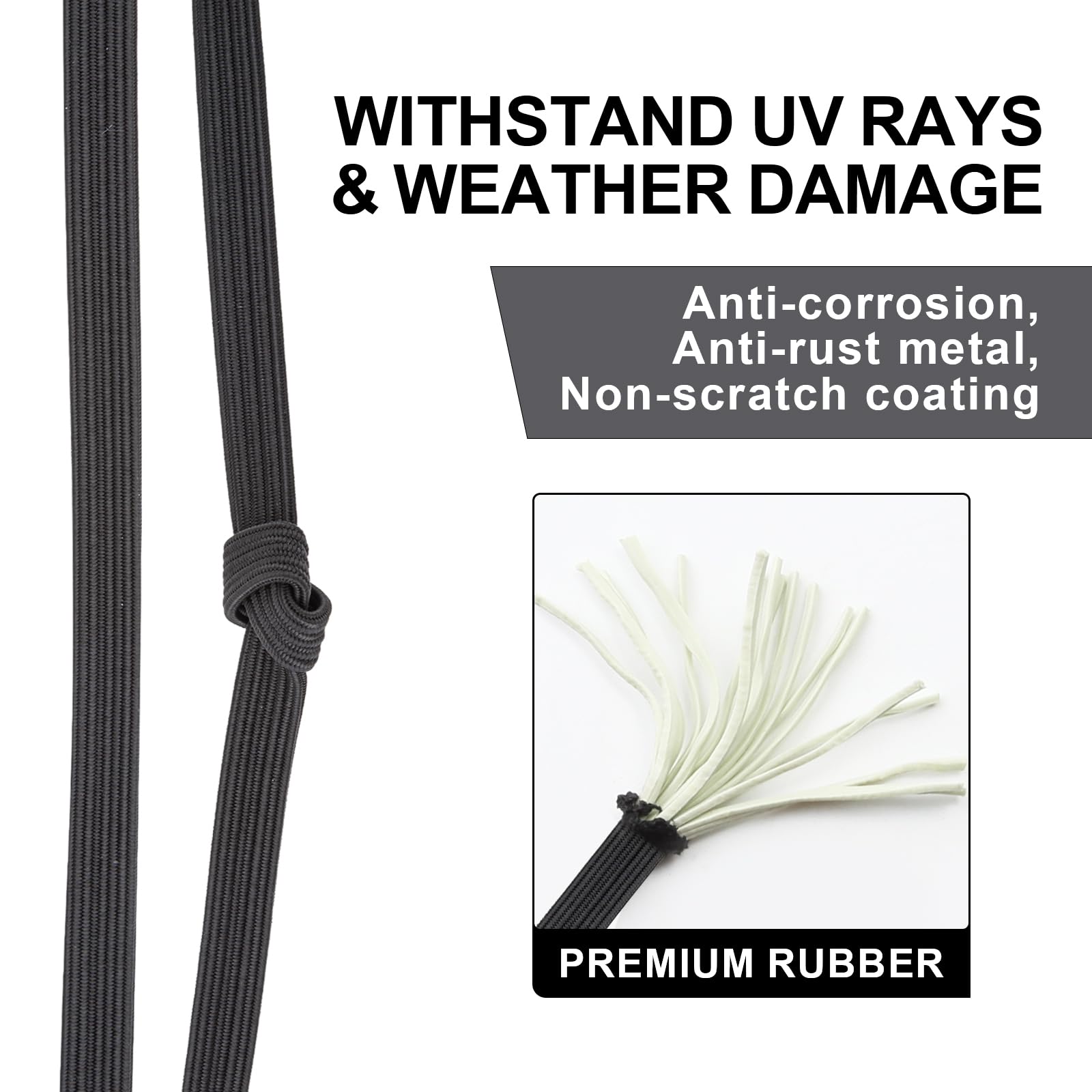 Cartman 6 Pack Flat Adjustable Bungee Cords with Hooks 48 Inch Bungee Cords with Hooks, Rubber Bungee Straps for Outdoor, Camping, Tarps - Image 4