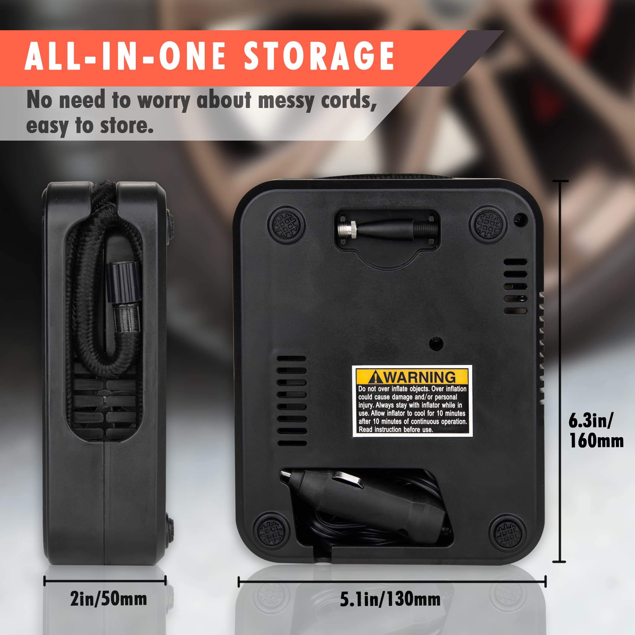 CARTMAN Warning Triangle DOT Approved and Air Compressor Portable Tire Inflator for Roadside Emergency - Image 6