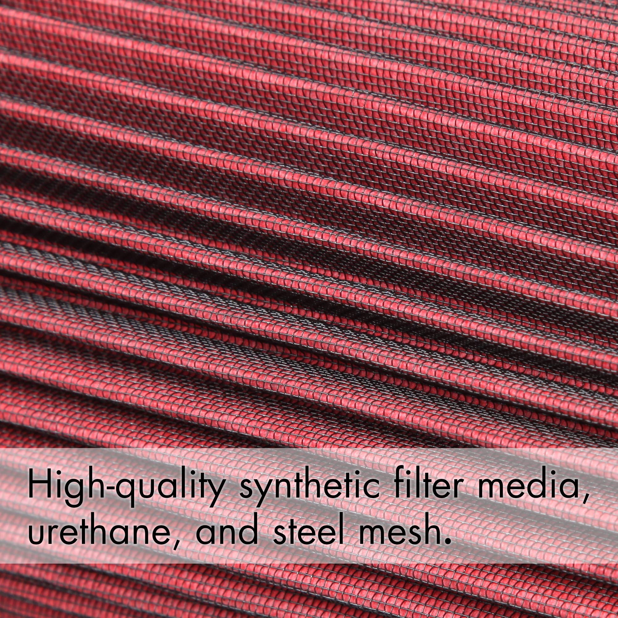 Cartman Clamp-On Engine Air Filter, Fit Intake Tube with 3/3.5/4in Diameter, Premium High Performance Replacement Filter, Washable and Reusable, Round Tapered, Red - Image 6