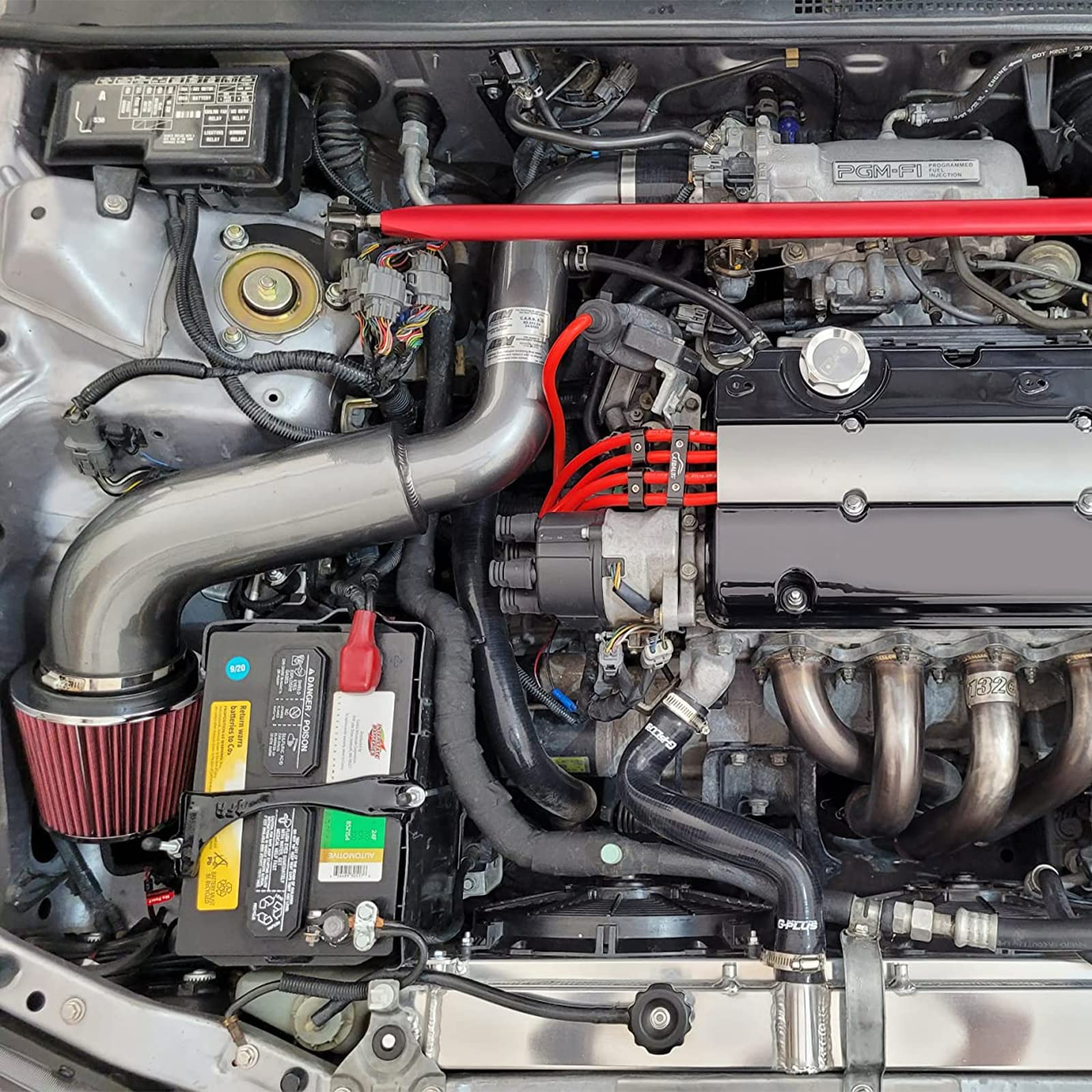 Cartman Clamp-On Engine Air Filter, Fit Intake Tube with 3/3.5/4in Diameter, Premium High Performance Replacement Filter, Washable and Reusable, Round Tapered, Red - Image 7