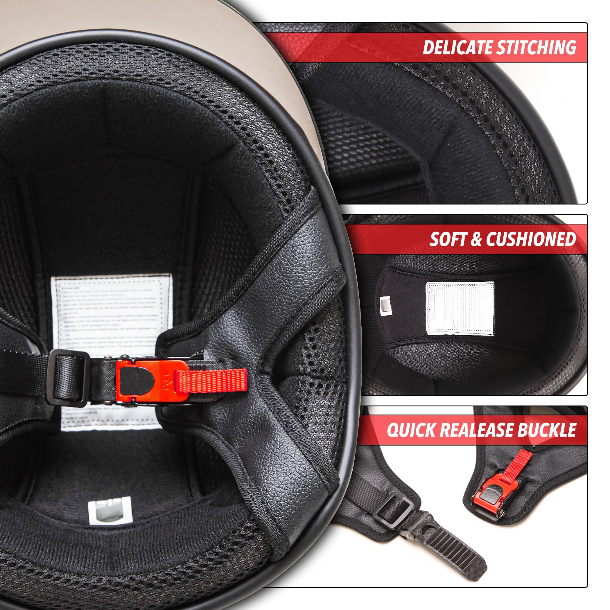 Cartman Cruiser Scooter Motorcycle Half Face Helmet, Patriotic Eagle USA Graphics, DOT Approved for Bike Scooter ATV UTV Chopper, X-Large - Image 7