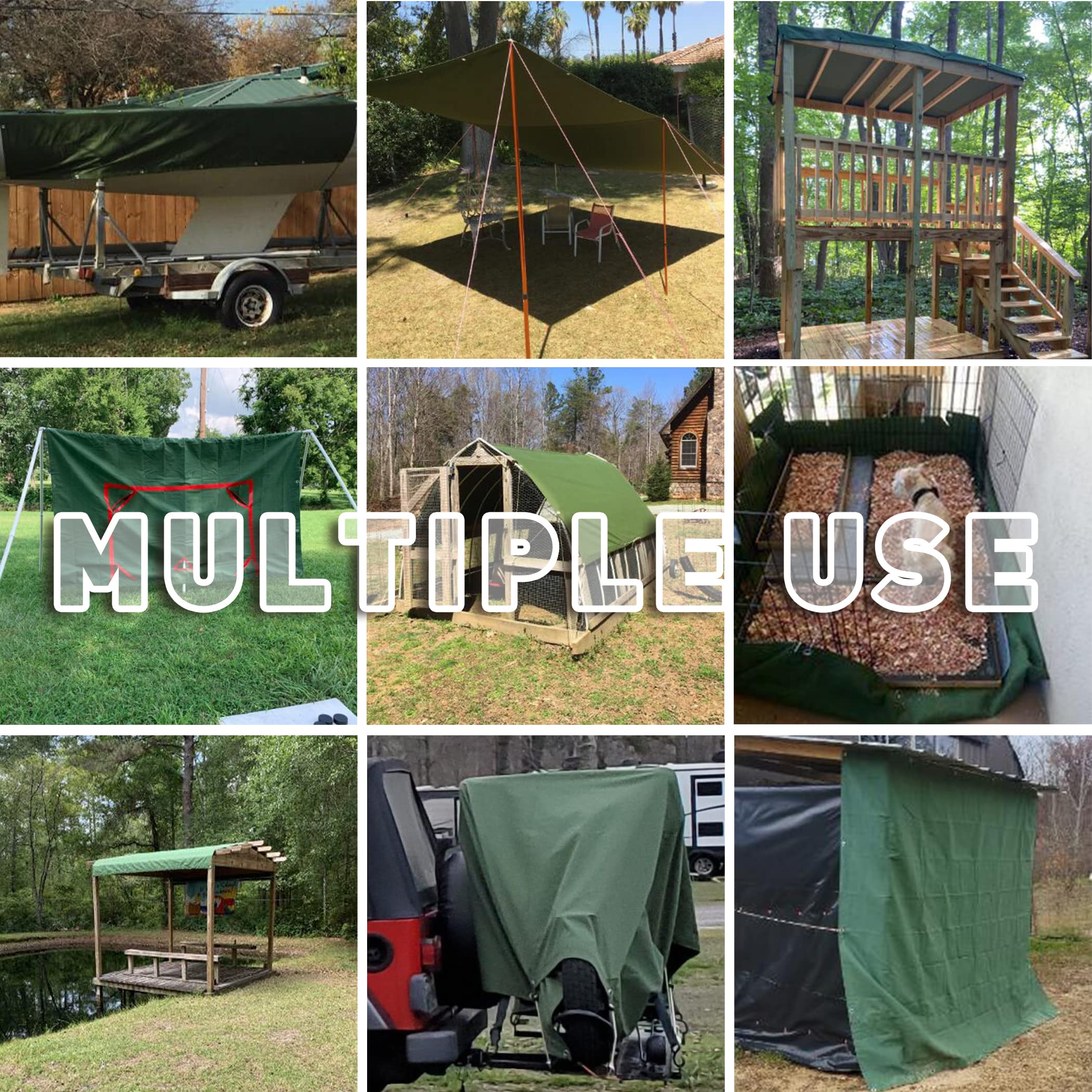 CARTMAN Finished Size 8x10 Feet Canvas Tarp with Rustproof Grommets, Heavy Duty Multipurpose Tarpaulin Cover for Canopy Tent, Roof, Camping, Woodpile - Image 5