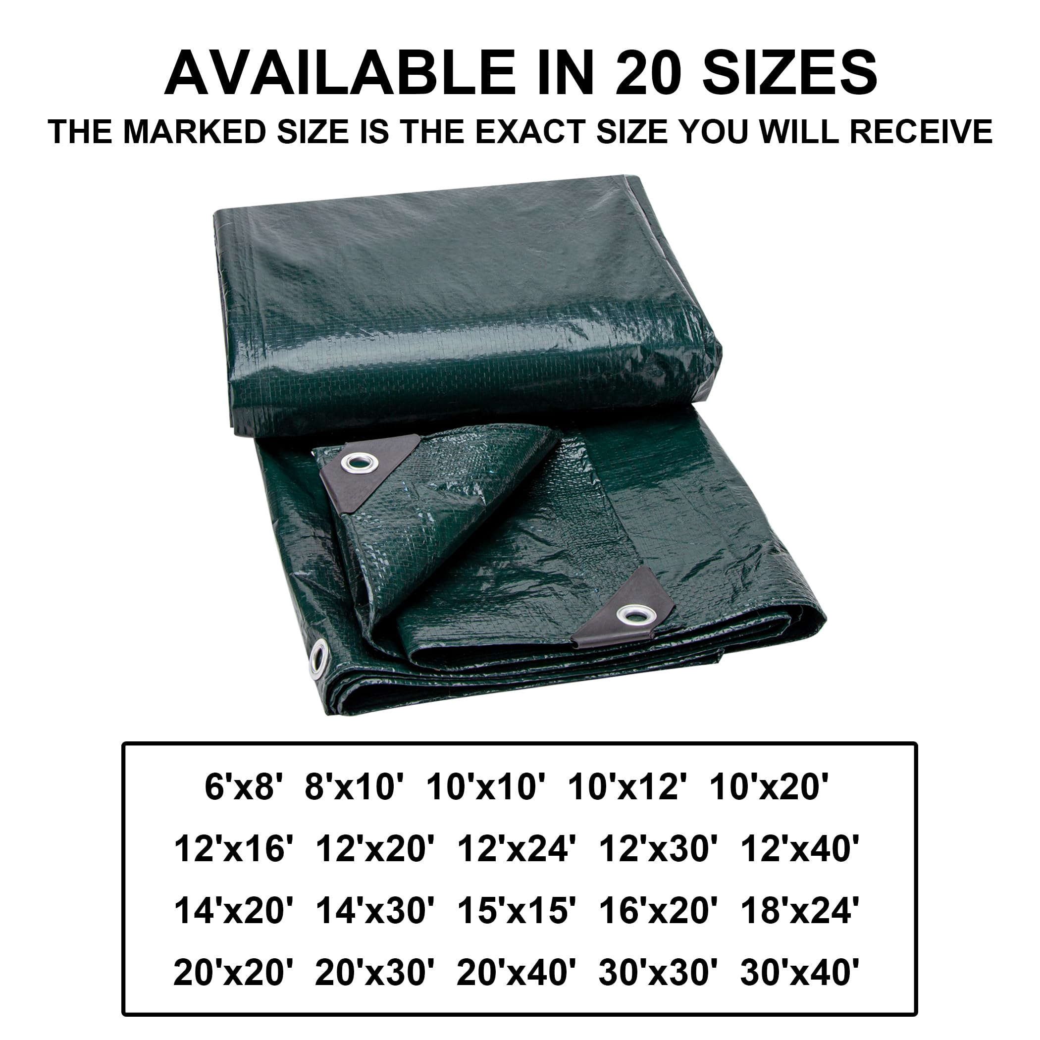 CARTMAN Finished Size 8x10 Feet Waterproof Green Tarp 8 Mil Thick, Multipurpose Protective Cover for Emergency Rain Shelter Camping Tarpaulin - Image 6
