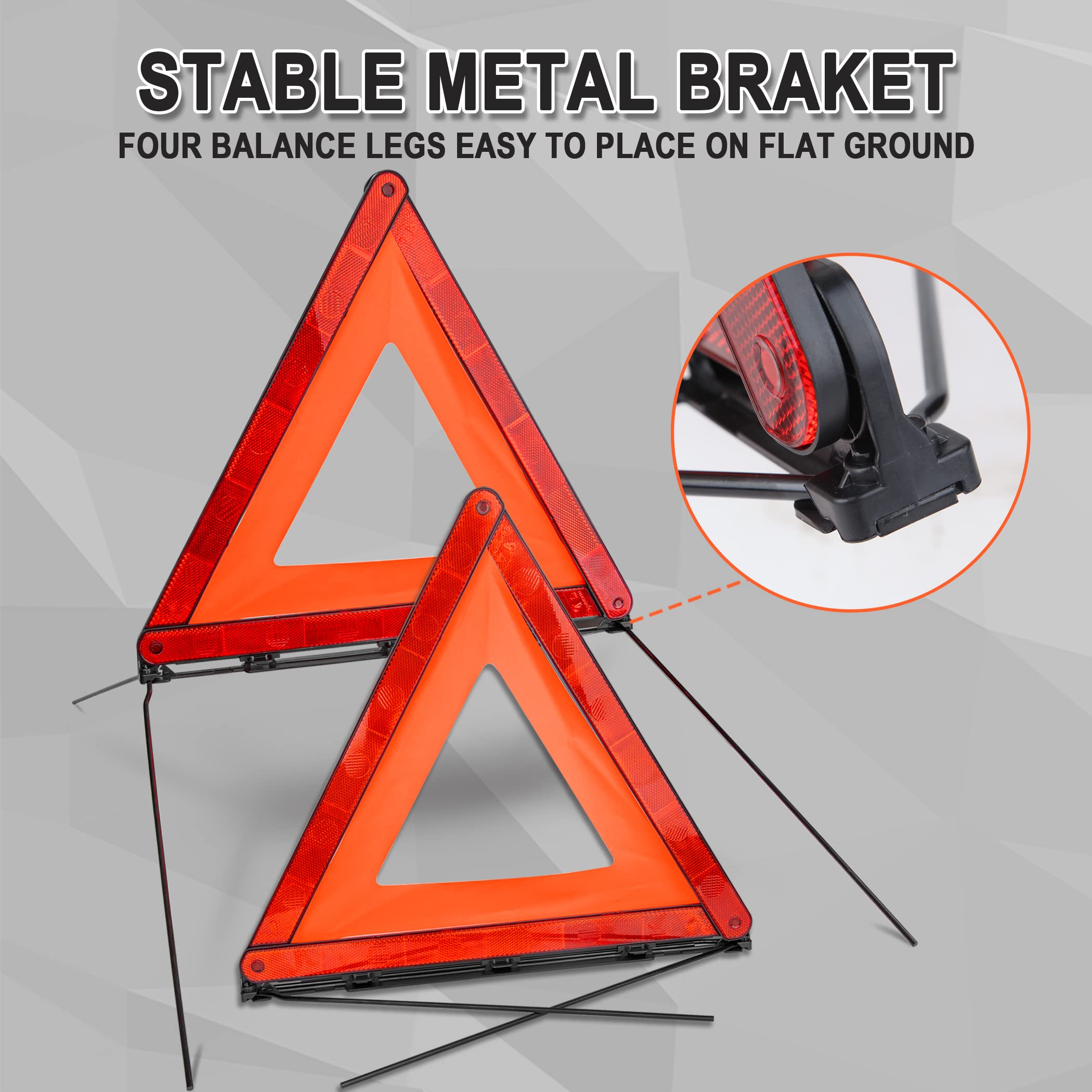 CARTMAN Foldable Warning Triangle Emergency Warning Triangle Reflector Safety Triangle Kit, Pack of 3, with Storage Case - Image 3