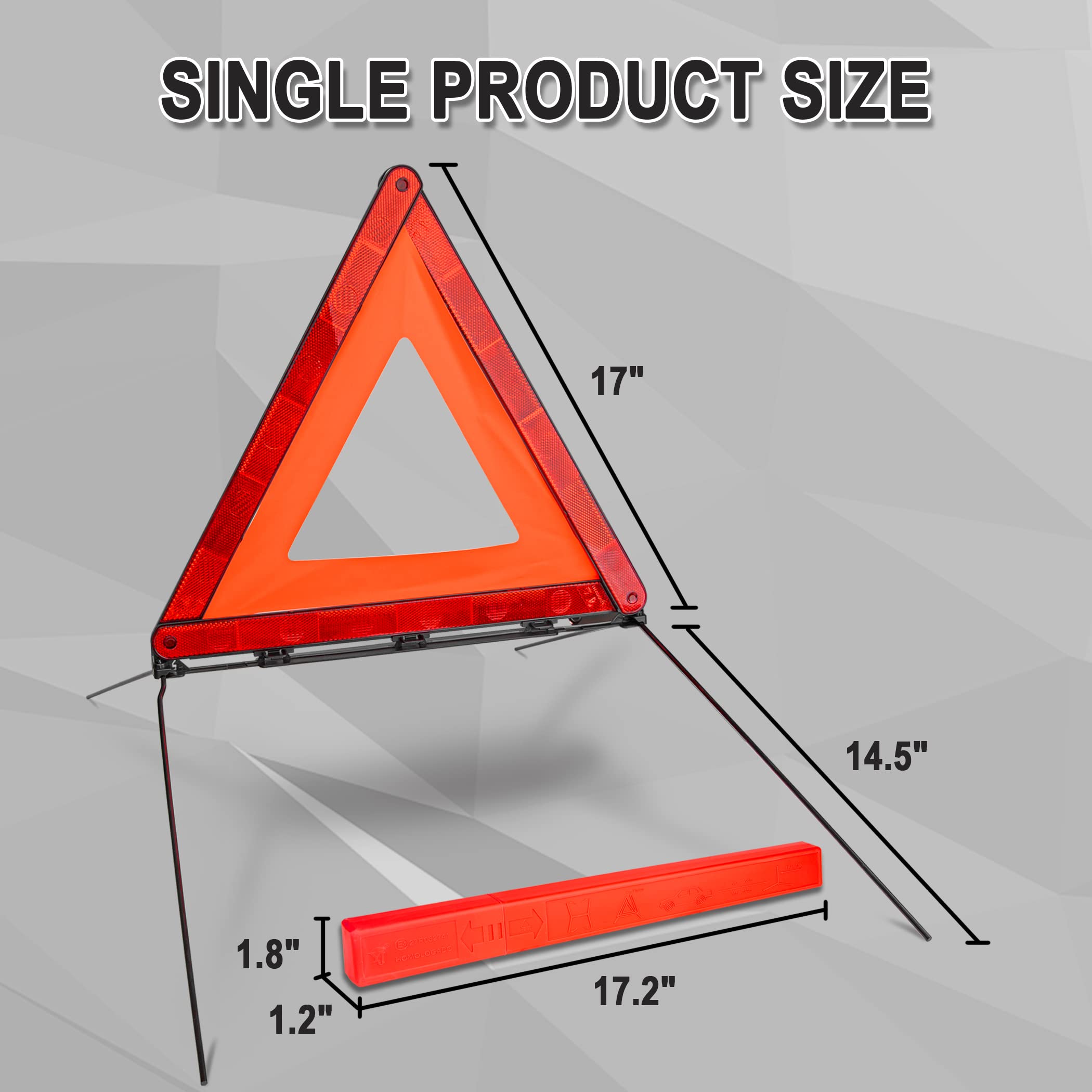 CARTMAN Foldable Warning Triangle Emergency Warning Triangle Reflector Safety Triangle Kit, Pack of 3, with Storage Case - Image 5