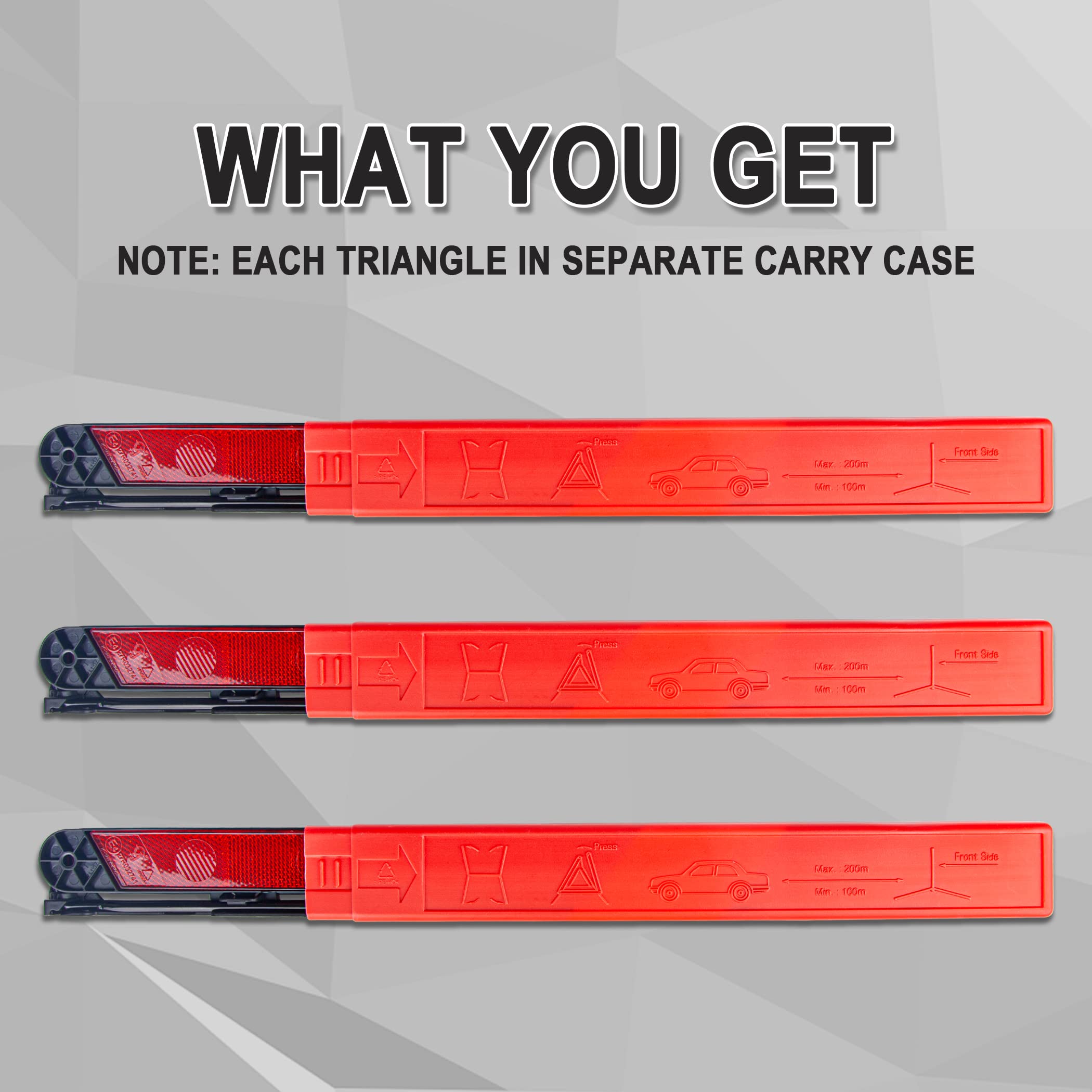 CARTMAN Foldable Warning Triangle Emergency Warning Triangle Reflector Safety Triangle Kit, Pack of 3, with Storage Case - Image 6