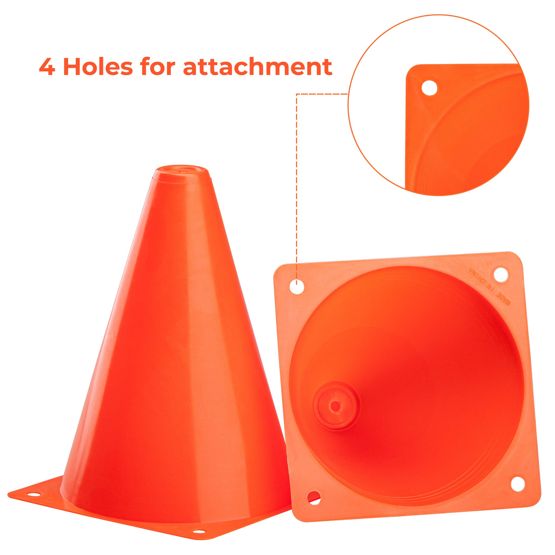 CARTMAN Plastic Training Cones (Set of 12/24 Pack 9" or 12/24 Pack 7" or 12/24 Pack Disc Cone) Agility Soccer Cones, Indoor Outdoor and Festive Events Field Marker Agility Cones - Image 6