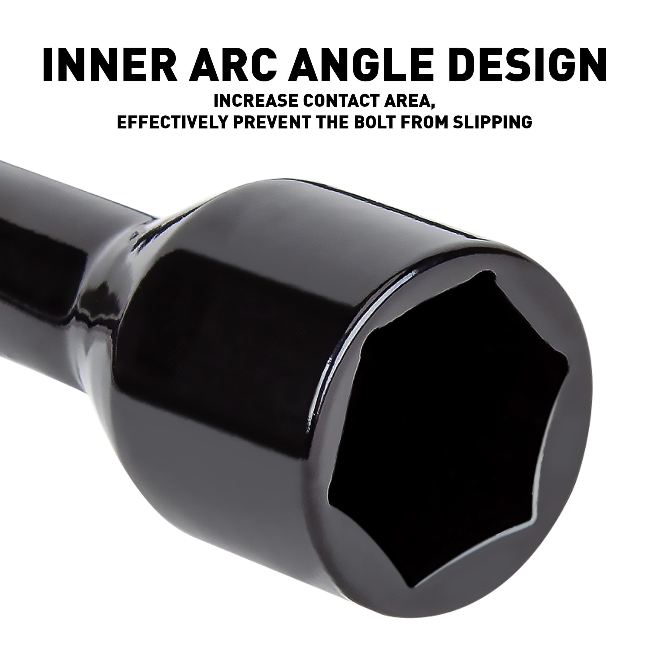 CARTMAN Professional 14 Inch Universal Heavy Duty Lug Wrench 4 Way Tire Iron Wrench, Black - Image 3