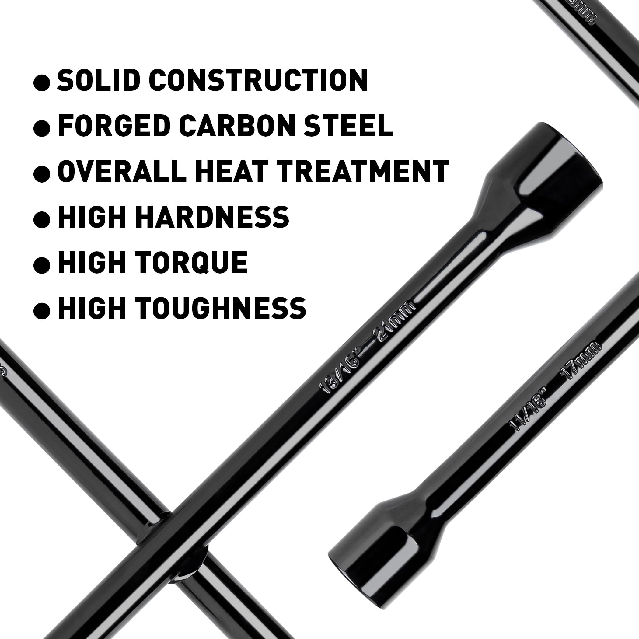 CARTMAN Professional 14 Inch Universal Heavy Duty Lug Wrench 4 Way Tire Iron Wrench, Black - Image 4