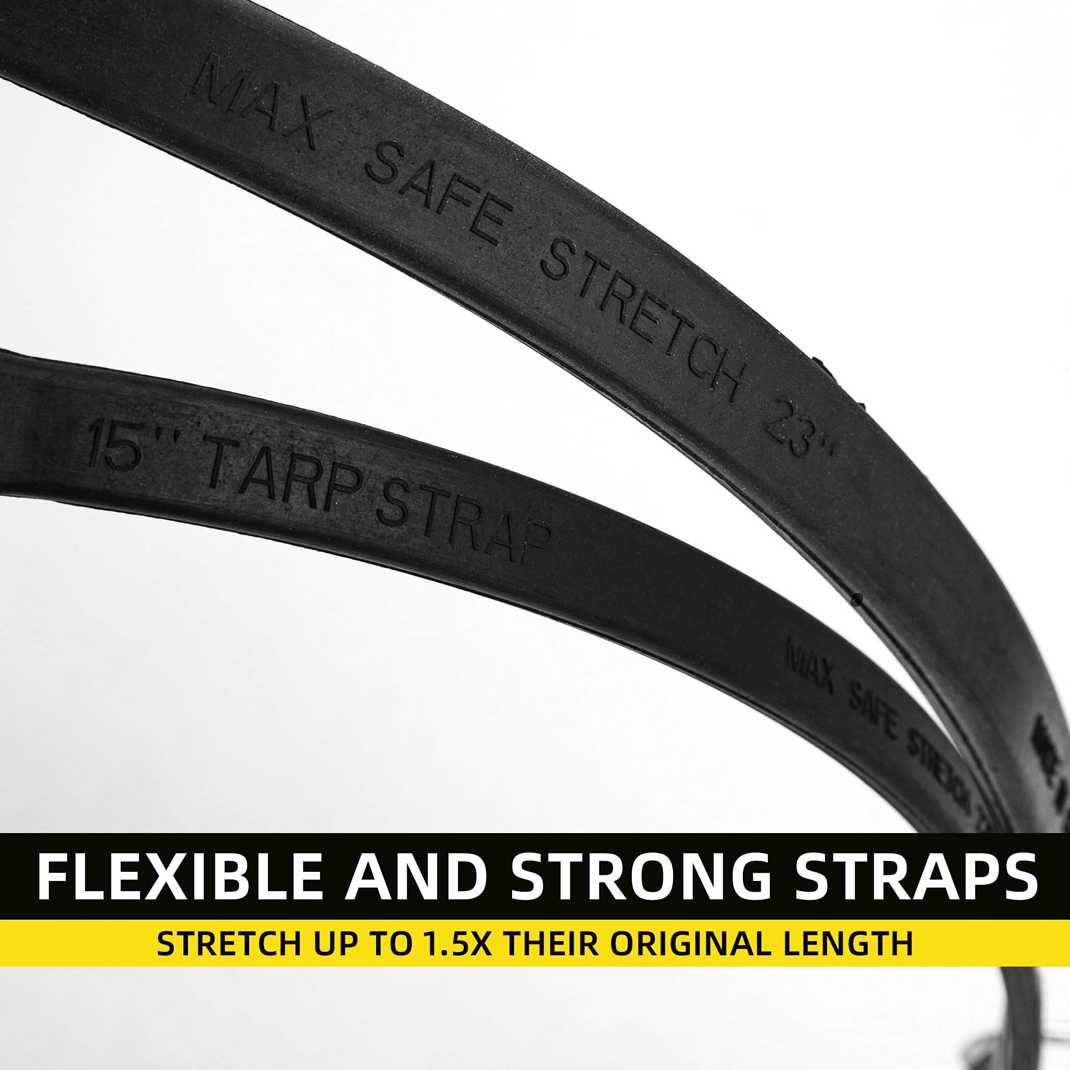 Cartman Rubber Bungee Cords Set 20Pack 15 Inch (23” Max Stretch) Heavy Duty Black Tie Down Straps for Outdoor, Tarp Covers - Image 3