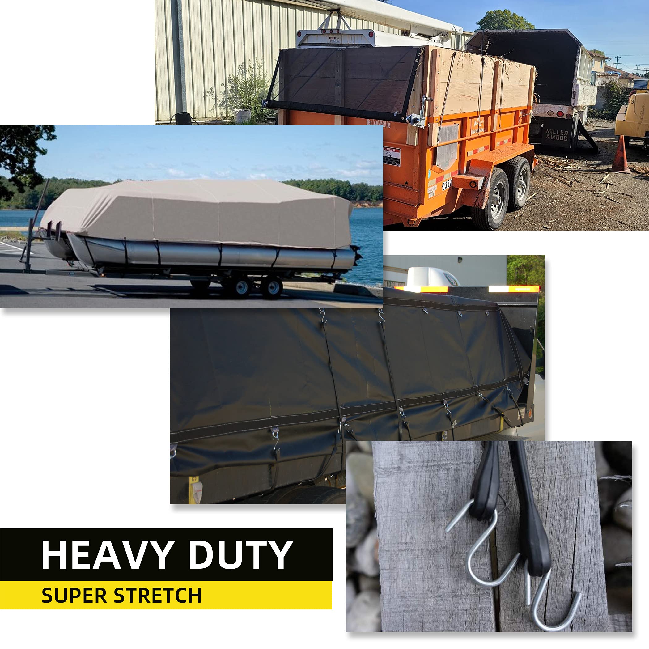 Cartman Rubber Bungee Cords Set 20Pack 15 Inch (23” Max Stretch) Heavy Duty Black Tie Down Straps for Outdoor, Tarp Covers - Image 5