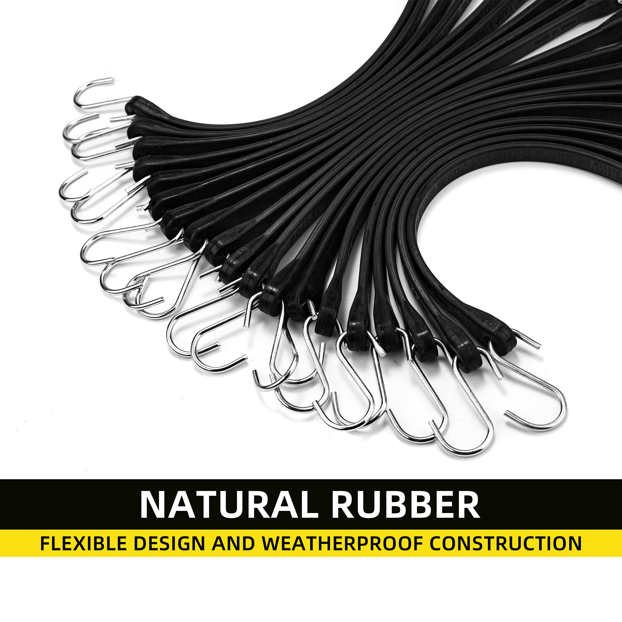 Cartman Rubber Bungee Cords Set 20Pack 15 Inch (23” Max Stretch) Heavy Duty Black Tie Down Straps for Outdoor, Tarp Covers - Image 6
