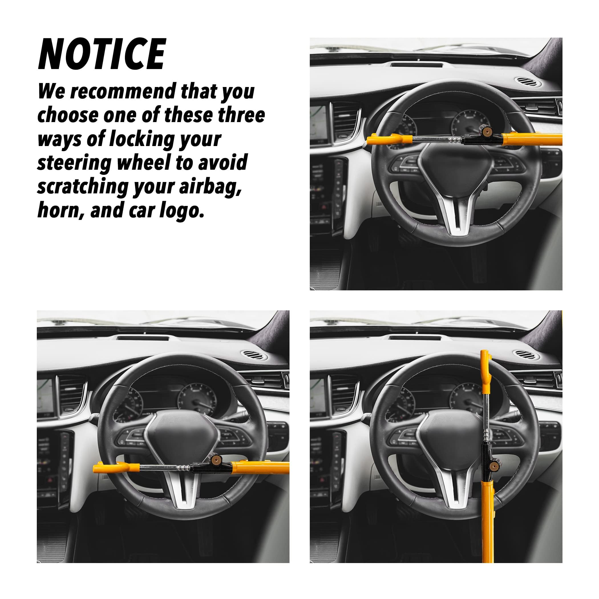 CARTMAN Vehicle Steering Wheel Lock Car Anti Theft Security Lock with Adjustable Length Fit for Cars Trucks Vans and SUVs - Image 3